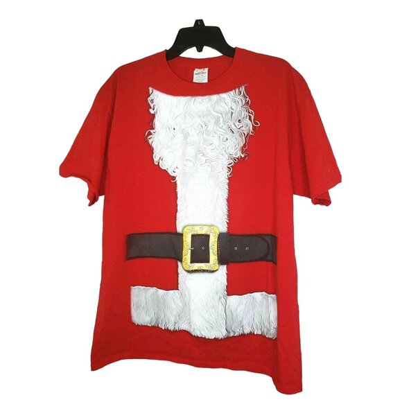 Dec 25th Santa Claus Red Short Sleeve T-Shirt Men's Size Extra Large Holiday Dec - Picture 1 of 7